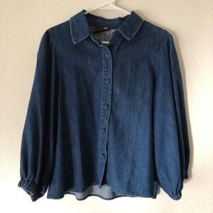 Zara wide sleeve denim top